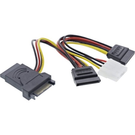 Câble adaptateur d'électricité SATA, InLine®, SATA mâle/fem. à 2x SATA mâle + 5,25 St