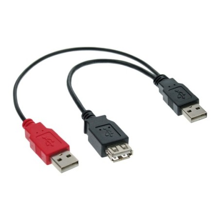 Câble de raccordement USB 2.0, InLine®, 2x prise A à prise femelle A, 0,2m