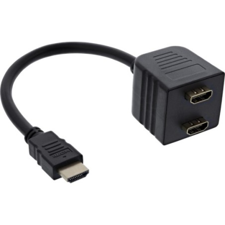 Câble adaptateur HDMI en "Y", 1x 19 broches mâle sur 2x 19 broches Bu, 0,2m