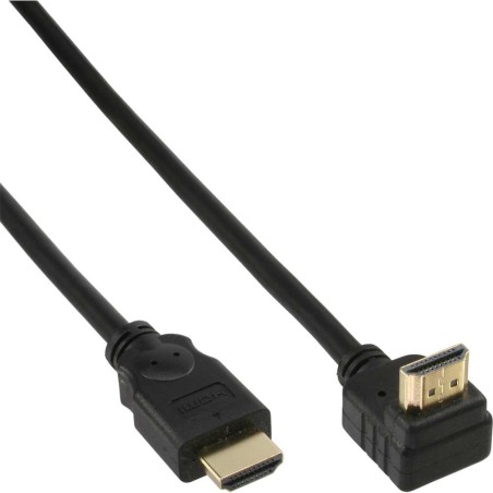 Câble HDMI, anguleux, 19 broches mâle/mâle, contacts dorés, noir, 15m