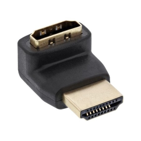 Adaptateur HDMI 19 broches prise/prise femelle, anguleux vers haut, contacts dorés