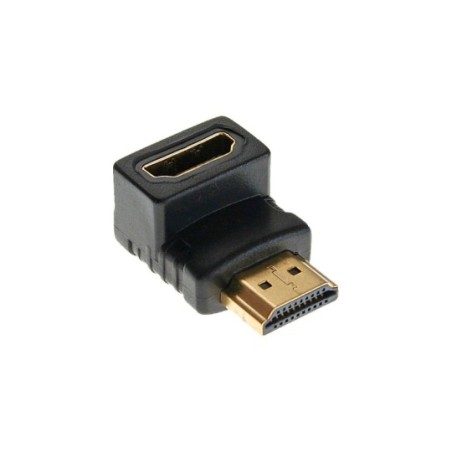 Adaptateur HDMI 19 broches prise/prise femelle, anguleux vers bas, contacts dorés