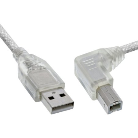 Câble USB 2.0, InLine®, A à B plié à droite, transparent, 1m