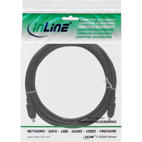 34443 - Câble InLine® FireWire, fiche / fiche IEEE1394 à 4 broches, noir, 3 m