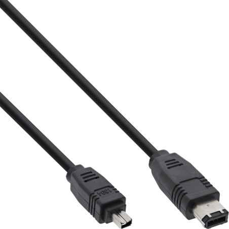 34642 - Câble InLine® FireWire, fiche IEEE1394 à 4 broches vers fiche à 6 broches, noir, 1,8 m