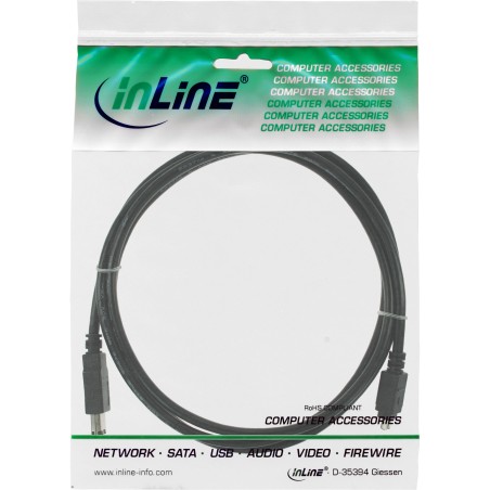 34642 - Câble InLine® FireWire, fiche IEEE1394 à 4 broches vers fiche à 6 broches, noir, 1,8 m