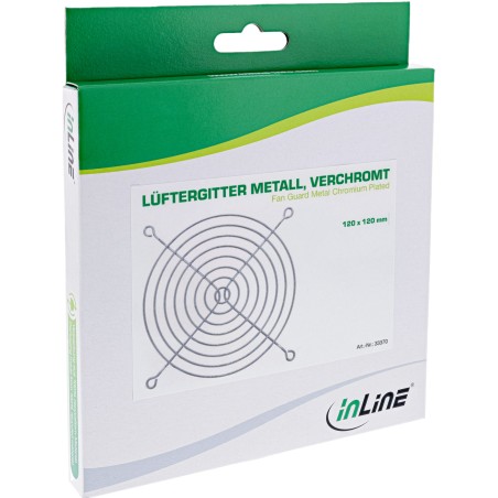 33370 - Grille de ventilateur InLine® en métal chromé, 120x120mm