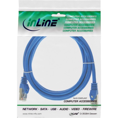 72550B - Câble patch InLine®, SF/UTP, Cat.5e, bleu, 0,5 m