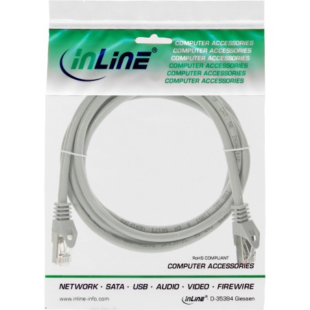 72550L - Câble patch InLine®, F/UTP, Cat.5e, gris, 0,5 m