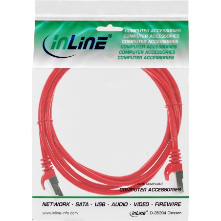 72550R - Câble patch InLine®, SF/UTP, Cat.5e, rouge, 0,5 m