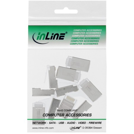 74000 - Fiche modulaire InLine® 8P8C RJ45 à sertir sur câble rond, blindé, paquet de 10