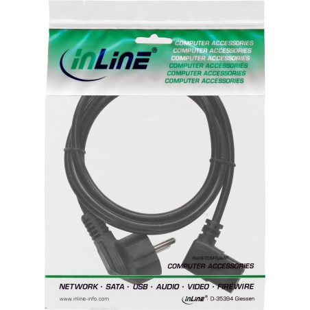 16752 - Câble d'alimentation InLine®, contact de protection lesté sur prise appareil froid C13 droitier, 1,8m