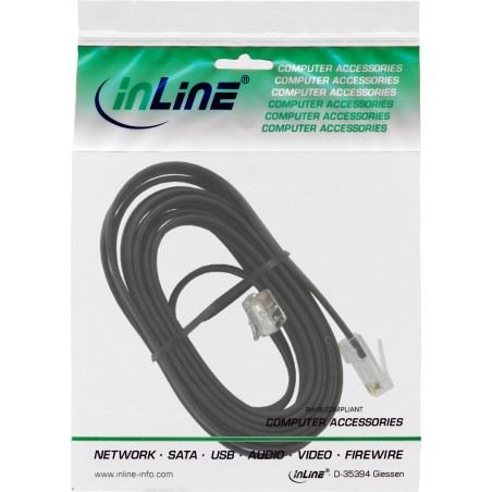 18643 - Câble modulaire InLine®, fiche / fiche RJ45 vers RJ12, 6 fils, 3 m