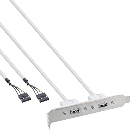 33390 - Support pour slot InLine® USB 2.0, 2x prise USB sur 2x connecteur post 5 broches, 0,3m