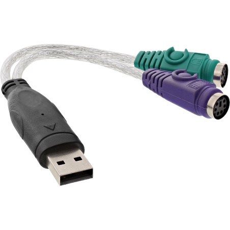 33386 - Convertisseur InLine® USB vers PS/2, fiche USB vers 2x prise PS/2 pour souris  clavier