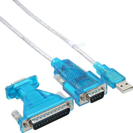 33396 - Câble adaptateur InLine® USB vers série, fiche USB A vers fiche 9 broches, avec adaptateur