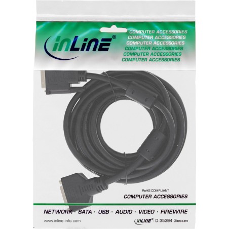 InLine? DVI-D Verl?ngerung, Dual Link 241 ST auf 241 BU, 2 Ferrite, 5m