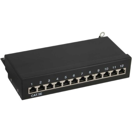 Panneau à connexions InLine®, Cat.5e, montage sur table/au mur, 12-port, noir, RAL9005