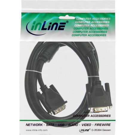 InLine? DVI-I Kabel, digital/analog, 185 ST / ST, Single Link, 2 Ferrite, 2m