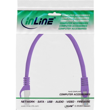 72550P - Câble patch InLine®, SF/UTP, Cat.5e, violet, 0,5 m