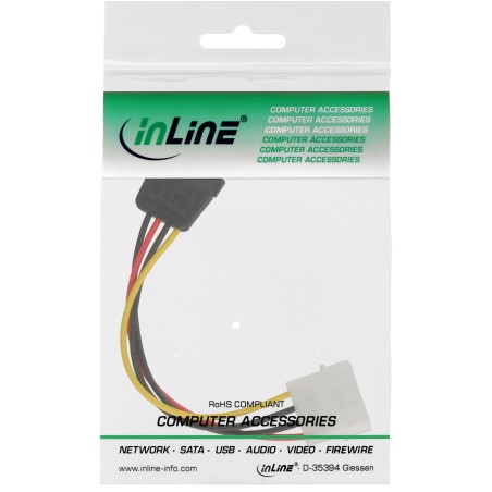 InLine? SATA Stromadapterkabel, 1x 13,34cm (5,25) BU an 15pol SATA ST, 0,15m