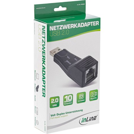 33380H - Adaptateur réseau InLine® USB 2.0, 10/100 Mbits