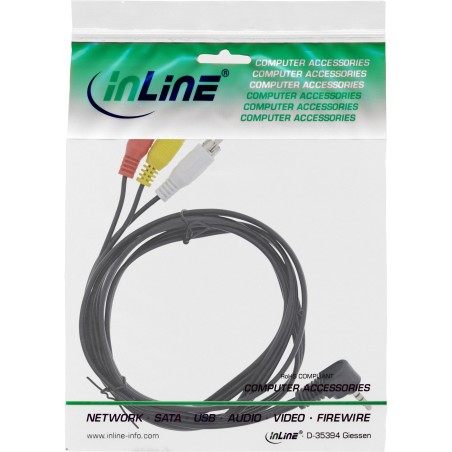 InLine? Audio/Video Kabel, 3,5mm 4pol Stecker auf 3x Cinch Stecker