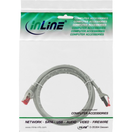 InLine? Patchkabel, S/FTP (PiMf), Cat.6, 250MHz, PVC, Kupfer, grau, 1m