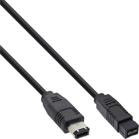 36902 - Câble InLine® FireWire, fiche IEEE1394 à 6 broches vers fiche à 9 broches, noir, 1,8 m