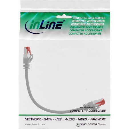 76433 - Câble patch InLine®, S/FTP (PiMf), Cat.6, 250 MHz, PVC, cuivre, gris, 0,3 m