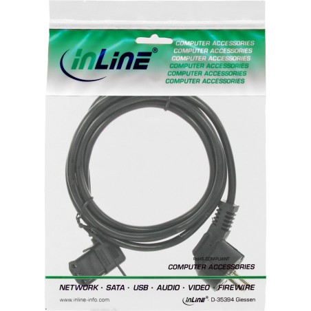 16752L - Câble d'alimentation InLine®, câble de protection / prise IEC C13 coudée à gauche, noir, 1,8 m