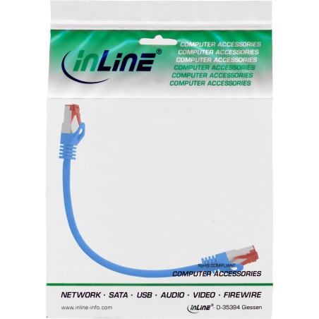 InLine? Patchkabel, S/FTP (PiMf), Cat.6, 250MHz, PVC, Kupfer, blau, 0,3m