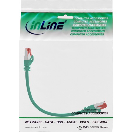 InLine? Patchkabel, S/FTP (PiMf), Cat.6, 250MHz, PVC, Kupfer, gr?n, 0,3m