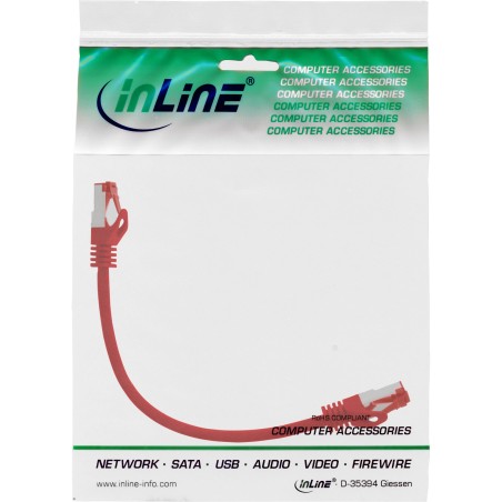 InLine? Patchkabel, S/FTP (PiMf), Cat.6, 250MHz, PVC, Kupfer, rot, 0,3m