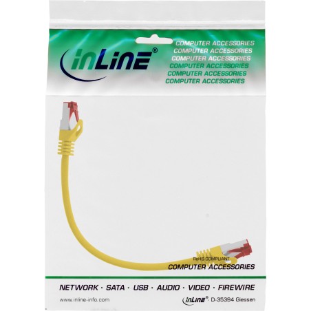 InLine? Patchkabel, S/FTP (PiMf), Cat.6, 250MHz, PVC, Kupfer, gelb, 0,3m