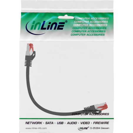 76433S - Câble patch InLine®, S/FTP (PiMf), Cat.6, 250 MHz, PVC, cuivre, noir, 0,3 m