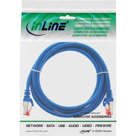 InLine? Patchkabel, S/FTP (PiMf), Cat.6, 250MHz, PVC, Kupfer, blau, 0,5m