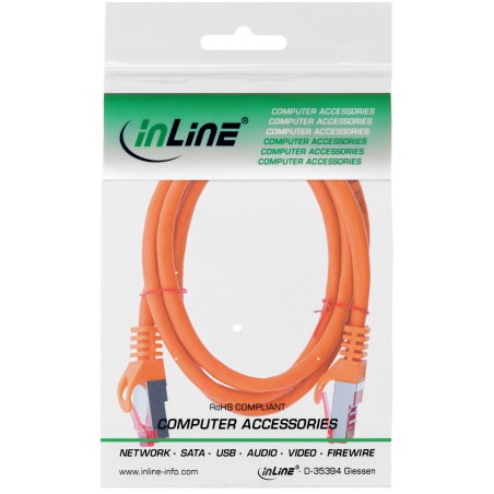 InLine? Patchkabel, S/FTP (PiMf), Cat.6, 250MHz, PVC, Kupfer, orange, 0,5m