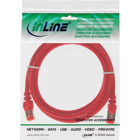 InLine? Patchkabel, S/FTP (PiMf), Cat.6, 250MHz, PVC, Kupfer, rot, 0,5m