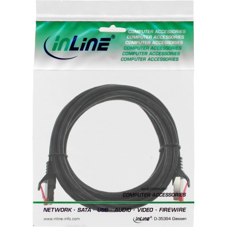 InLine? Patchkabel, S/FTP (PiMf), Cat.6, 250MHz, PVC, Kupfer, schwarz, 0,5m