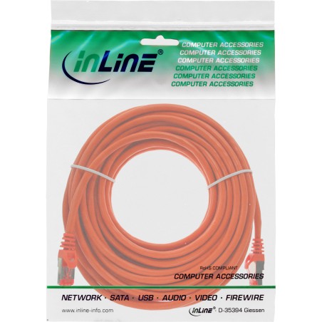 76405O - Câble patch InLine®, S/FTP (PiMf), Cat.6, 250 MHz, PVC, cuivre, orange, 5 m