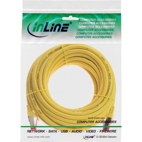 76405Y - Câble patch InLine®, S/FTP (PiMf), Cat.6, 250 MHz, PVC, cuivre, jaune, 5 m