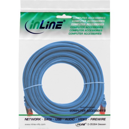 76407B - Câble patch InLine®, S/FTP (PiMf), Cat.6, 250 MHz, PVC, cuivre, bleu, 7,5 m