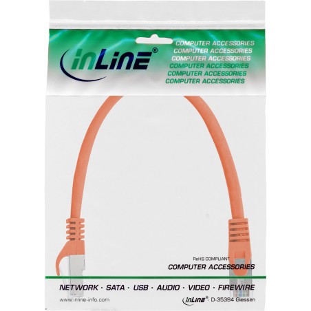 72533O - Câble patch InLine®, SF/UTP, Cat.5e, orange, 0,3 m