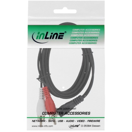 InLine? Cinch/Klinke Kabel, 2x Cinch Stecker an 3,5mm Klinke Stecker, 0,5m