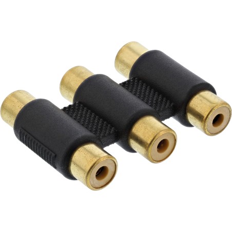 99319 - Adaptateur audio/vidéo InLine®, 3x RCA femelle vers 3x RCA femelle, plaqué or