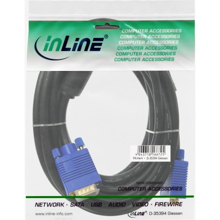 17702S - Câble InLine® S-VGA premium, fiche / fiche HD 15 broches, noir, 1 m