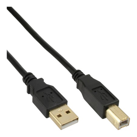 InLine? USB 2.0 Kabel, A an B, schwarz, Kontakte gold, 3m