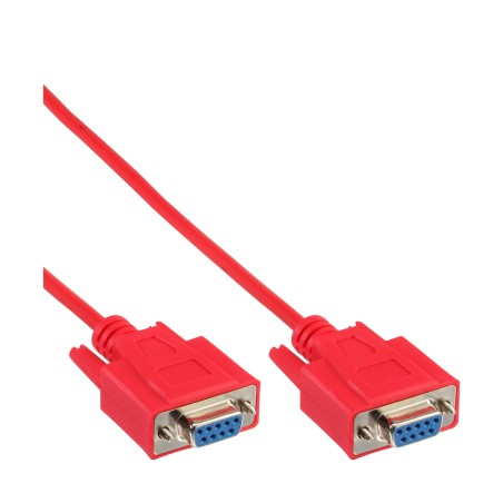 12224B - Câble null modem InLine®, prise / prise 9 broches, moulé, rouge, 3m