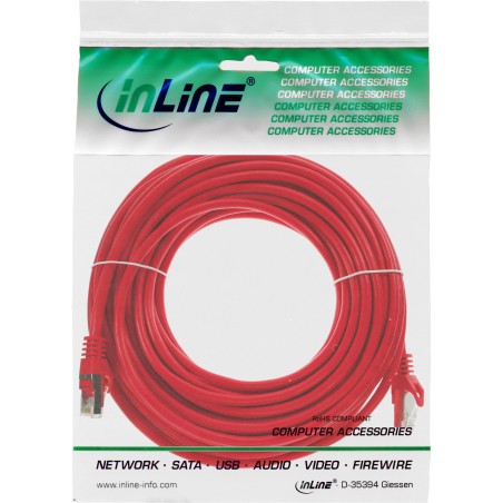 71500R - Câble patch InLine®, F/UTP, Cat.5e, rouge, 10 m